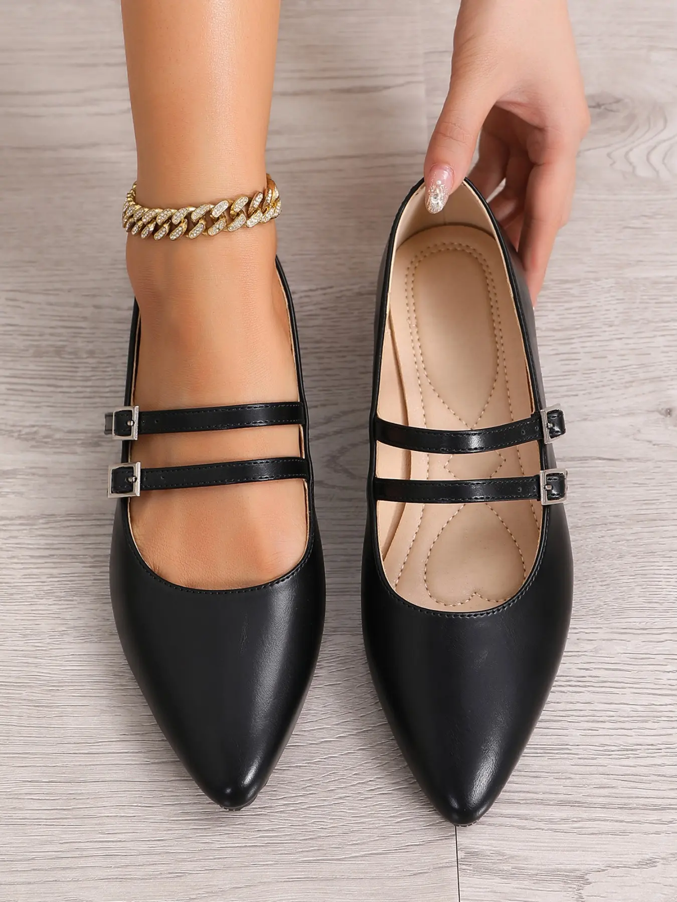 Women's Flat Pointed Toe Slip-On PU Leather Loafers, Fashion Casual Commuter Business Style Comfort Lightweight Rubber Shoes, Elegant Daily Wear Footwear, Pointed Toe Flats, Office Shoes