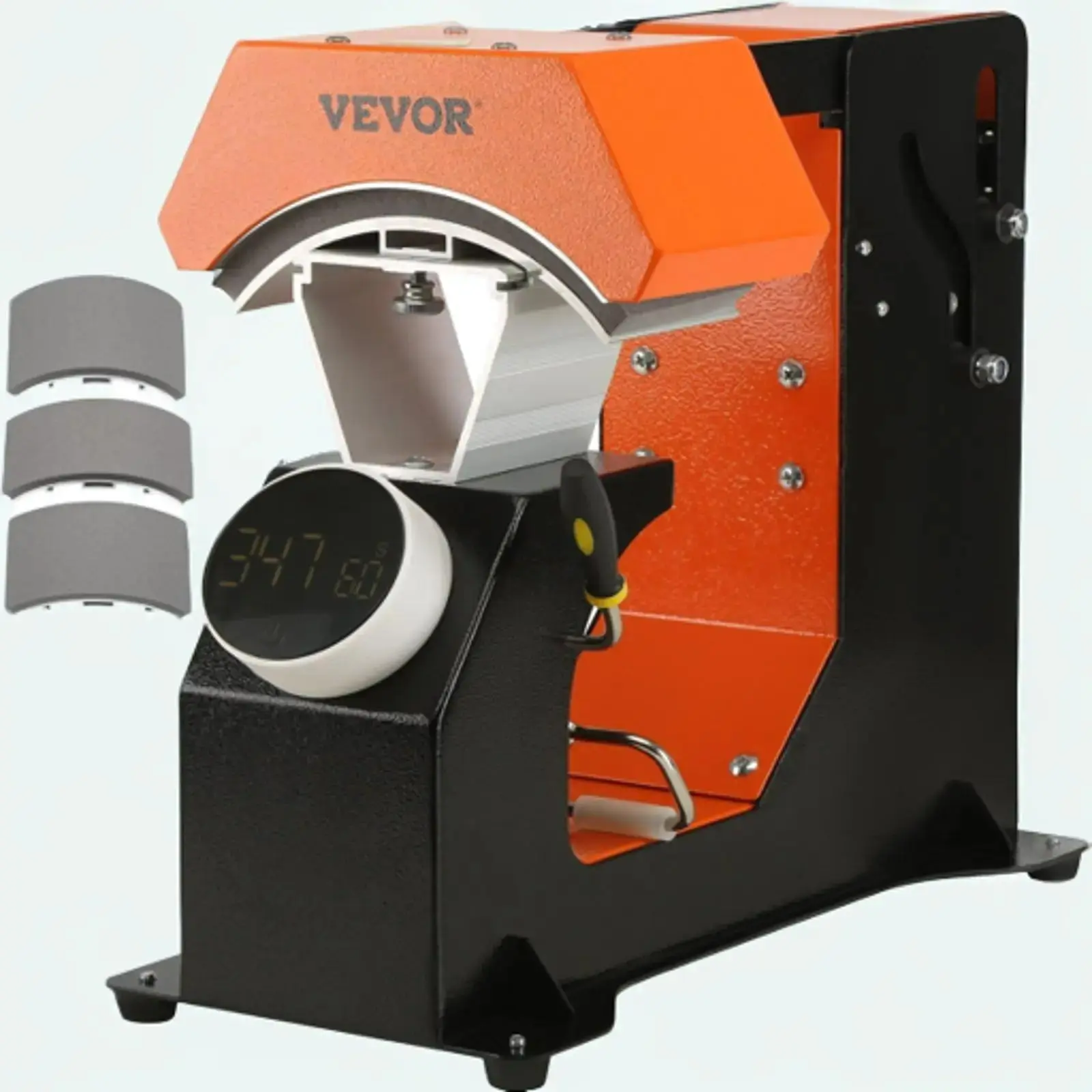 【Summerfinds】VEVOR 3-in-1 Auto Hat Heat Press with 3pcs Interchangeable Platens(6.6" x 2.7" 6.6" x 3.8"6.1" x 3")Automatic Release&Press Knob-Style Digital Control PanelHeat Transfer Printing for Caps