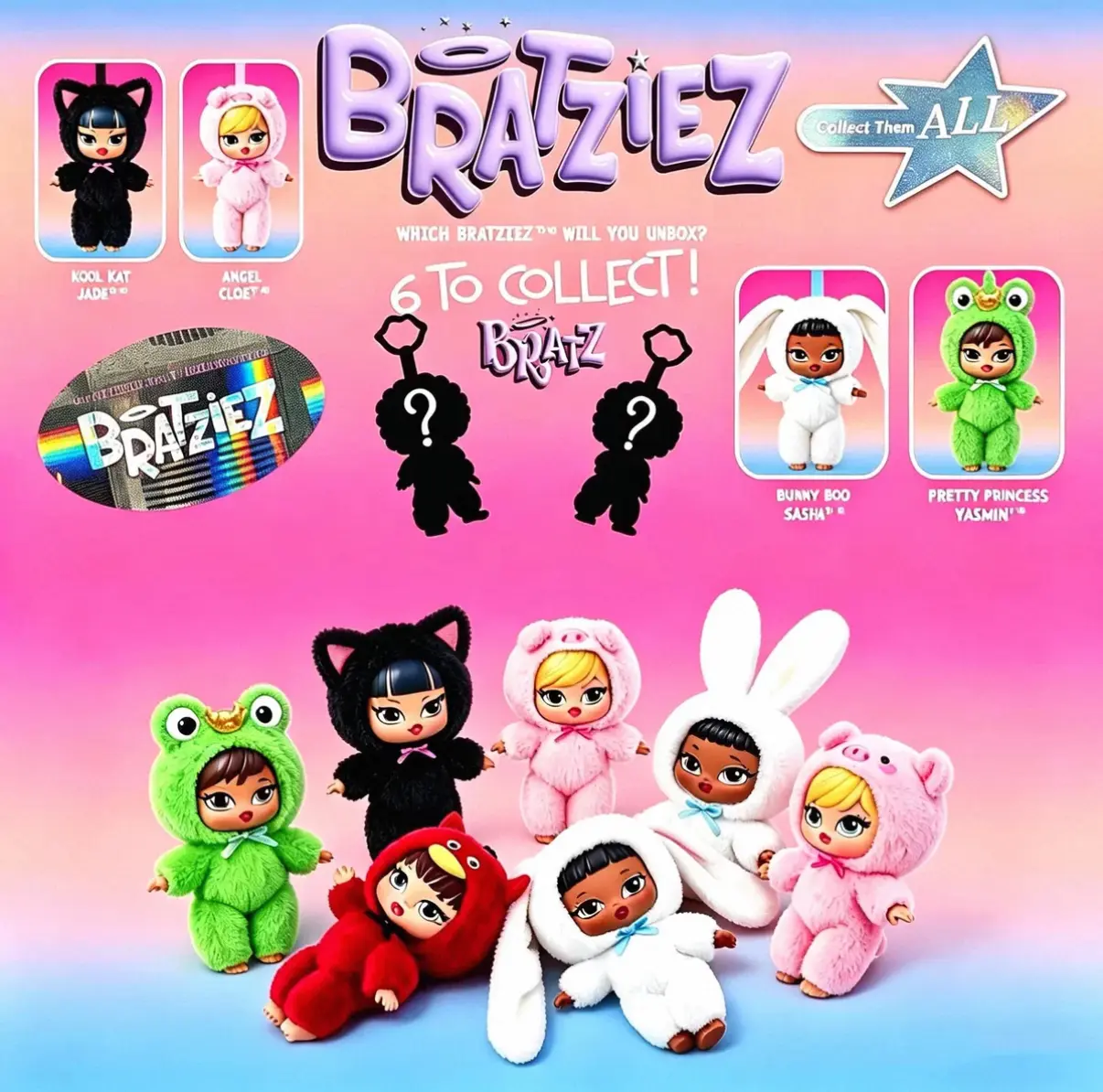 Rumi MGA Bratz "Bratziez" Mystery Plush Blind Box - Iconic Sassy Animal Onesie Stuffed Doll - Collectible Mini Fashion Figure for Y2K Aesthetic & Gift