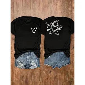 Women's Casual Round Neck T-Shirt with Uplifting Quote – Soft Rayon Blend, Easy Care