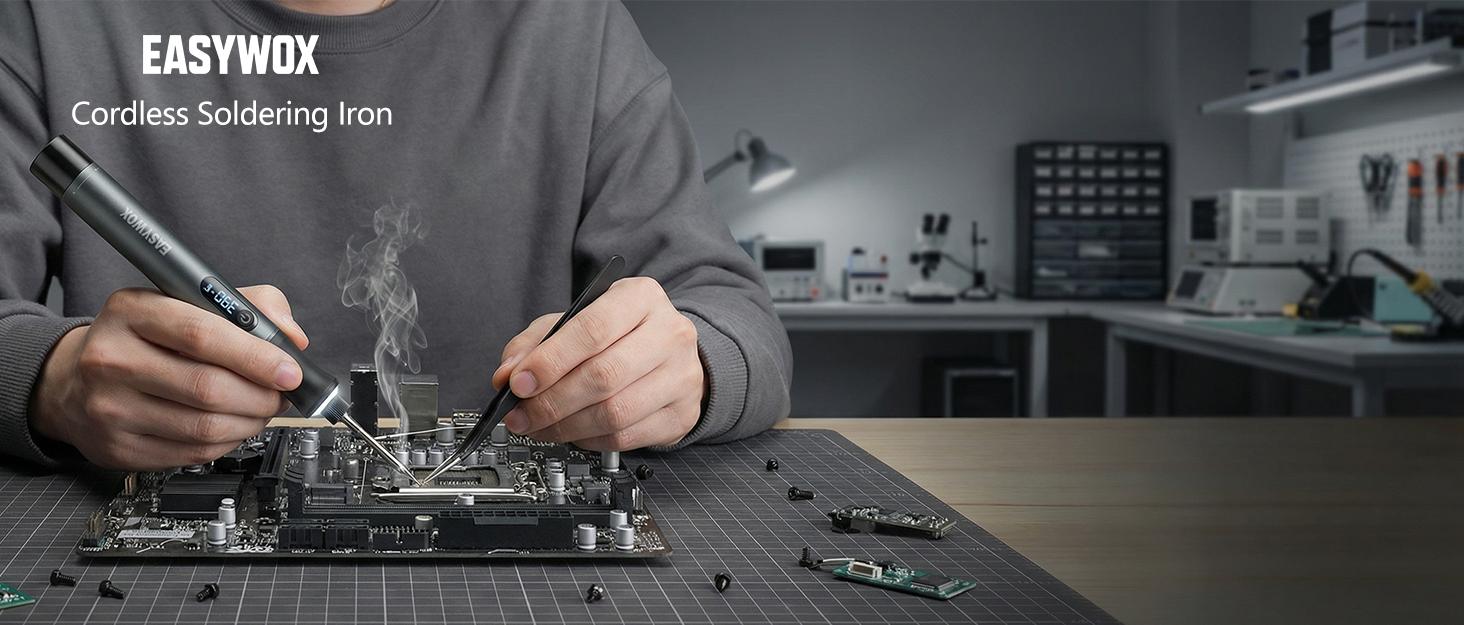 EasyWox Cordless Soldering Iron Kit - Fast Heating ,Portable Soldering Iron for Electronics Repair/DIY/Circuit Board EasyWox Cordless Soldering Iron Kit - Fast Heating ,Portable Soldering Iron for Electronics Repair/DIY/Circuit Board