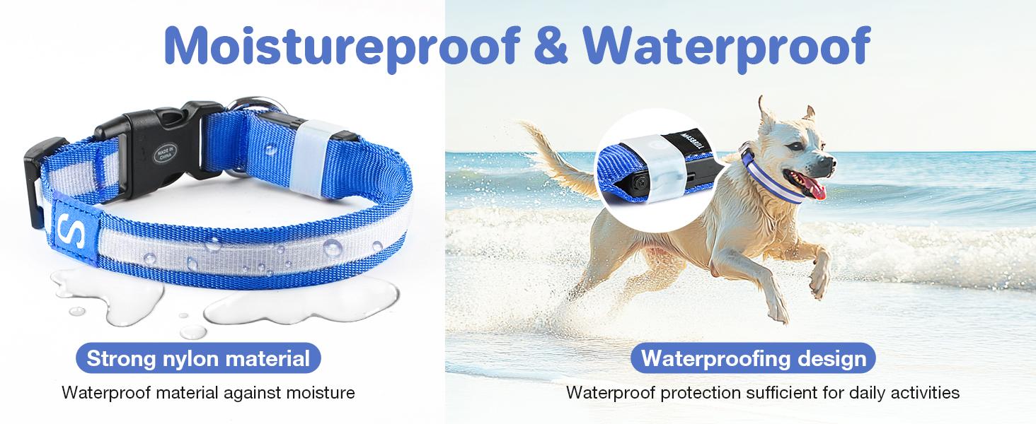 Light-Up Dog Collar,Rechargeable LED Dog Collar ,Durable and Waterproof Adjustable,for Night Walking, Glowing Dog Collar for Enhanced Visibility & Safety, Gift for Pets, Dog Accessories