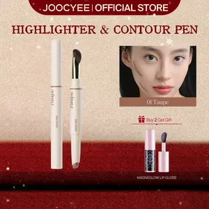 JOOCYEE Highlighter & Contour Pen, Face Sculpting, 3D Bone, 2-in-1, Dual End, Slant Tip, Cream Blend, Long Wear, Easy Use, Nose Brush, Highlighter Brush, Travel Size, Valentines Day Gift, New Year