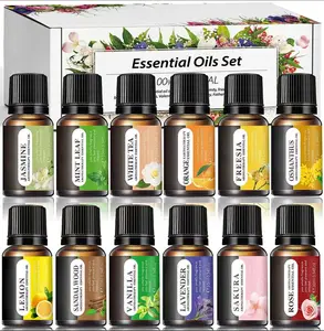 12 Pack Essential Oils Set, 10 ML Bottles Set For Home Care,Fragrance, Humidifiers, Difusors & AromatherapyOils Set Gifts, Mint Leaf, White Tea, Lavender,Lemon, Orange, Osmanthus, Vanilla, Sakura, Rose,Freesia, Sandalwood, Jasmine