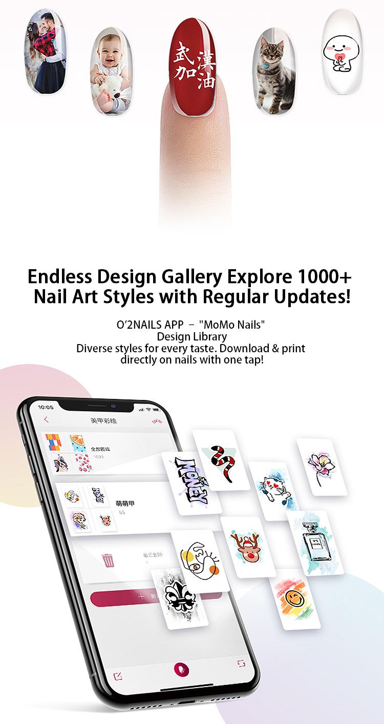 O2Nails Pro 3D Nail Printer Machine, Digital Mobile Nail Art Printer with APP Control, for Salon & Home Use, Custom Photo Printing/Print About 450 Times/10s Fast Printing, DIY Design Nail Art Pink