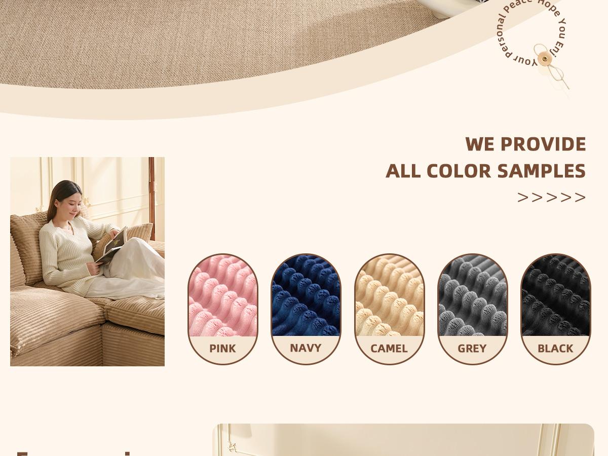 【3 Packages Shipping】137” 4-Seater U shaped Sofa With Extra Cushions Added,Boneless Sectional Couches for Living Room,Cozy Comfy Sofabed,Cloud Couch, Modular Sectional Sofa, Convertible Sofas Bed, Deep Seat Sofa, Cozy Sofa Furniture Set, Corduroy