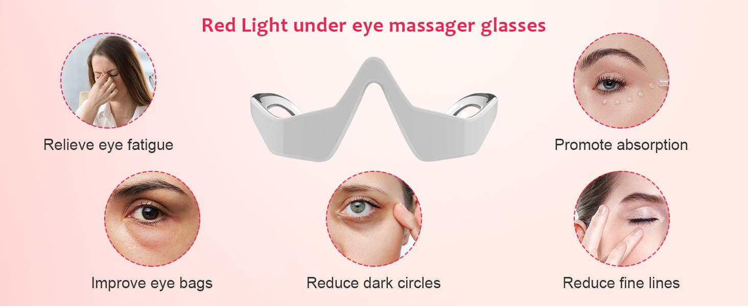 Red Light Therapy Device for Under Eye, Microcurrent Eye face led red light Beauty Device under Eye Massager Eyes Bag Remover for Reduce Dark Circles Puffiness Wrinkles Relax Eye Strain, 660nm Red Light-Therapy Device for Eyes Bag Facial Clear