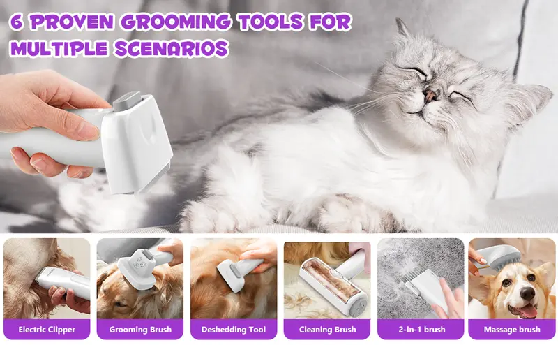 Product Introduction of Homeika Dog Grooming Vacuum Kit - 3L Vacuum with 7 Tools, Low Noise Electric Clipper and Brush for Pet Shedding at Home 2