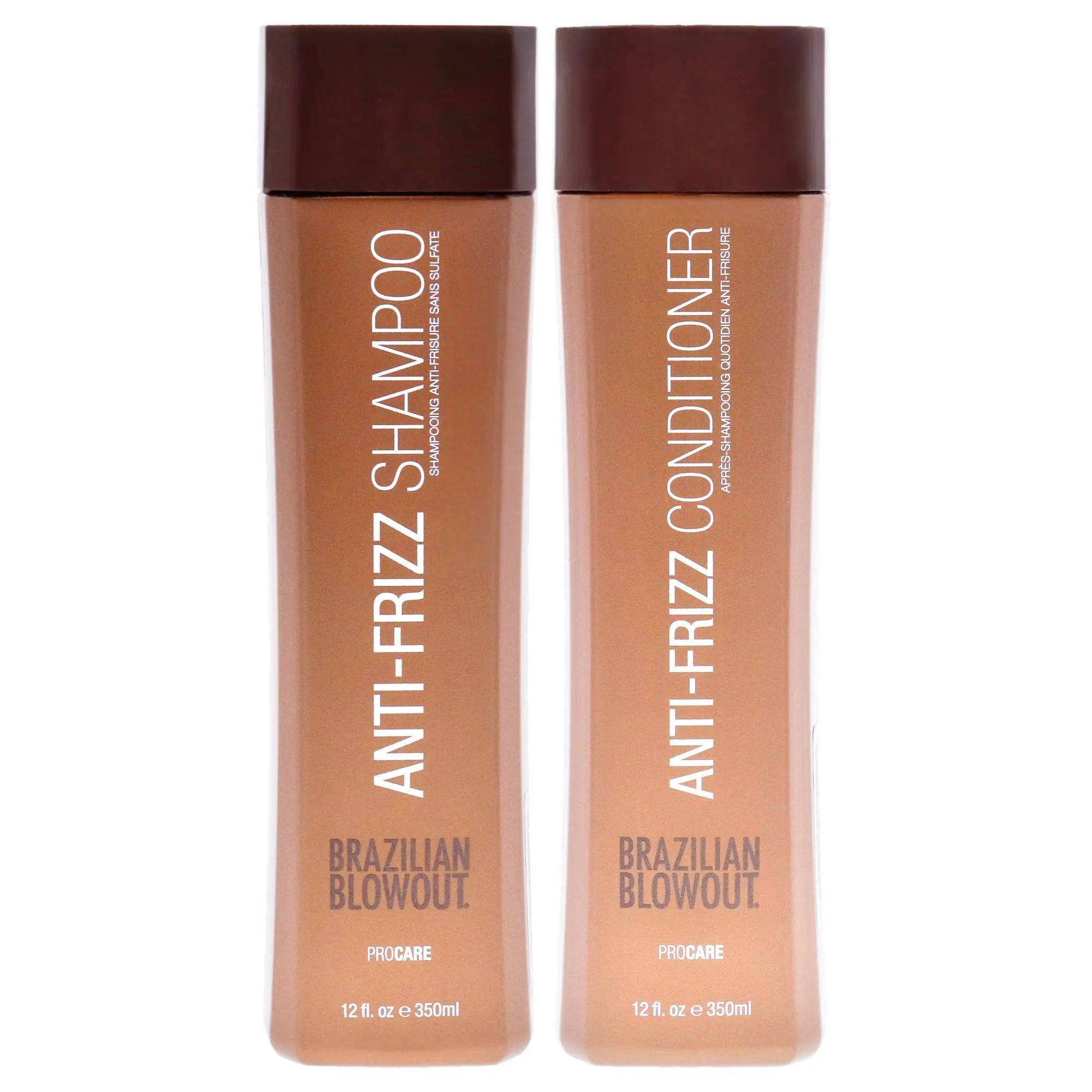 Brazilian Blowout Unisex Acai Frizz Control Shampoo and Conditioner Kit Set - 2-Pc Kit with 12oz Shampoo, 12oz Conditioner
