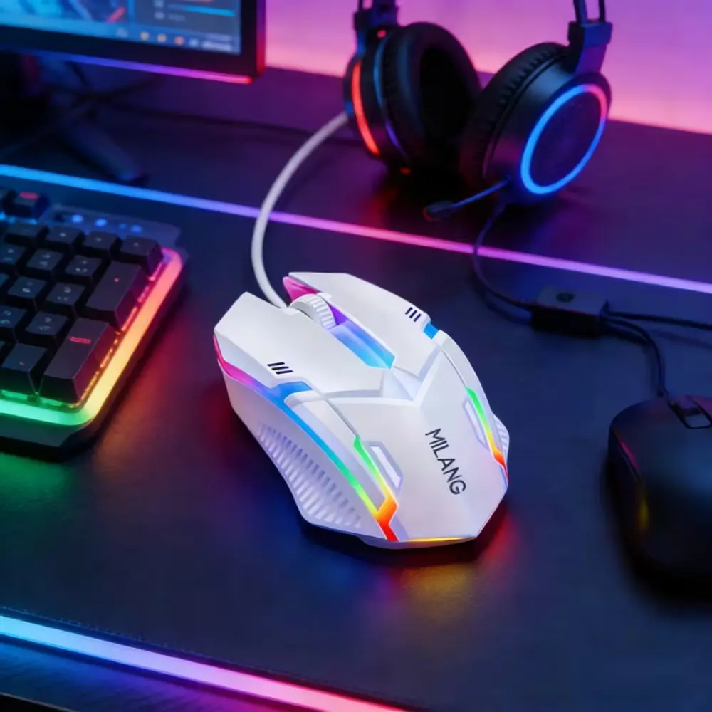1pc Modern Wired USB Esports Gaming Mouse - Esports Gear, Unisex, Non-Replaceable RGB Lighting, Palm Curve Ergonomic Design, No Side Buttons, Comfortable Grip, Plug-and-Play Accessory for PC Gaming/Office Use