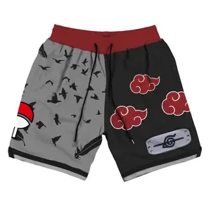 Cloud Anime Gym Shorts Workout Sport Knee Pants with Pockets Athletic Summer Shorts