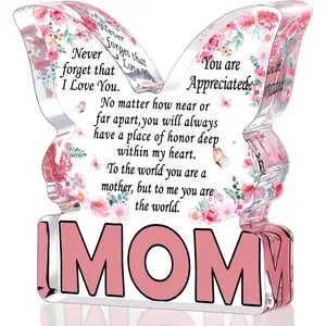 1 piece of Christmas gift for mom, creative birthday gift for mom, unique Mother's Day gift, the best mom gift ever, acrylic sign in butterfly shape for new moms, single moms, and stepmoms