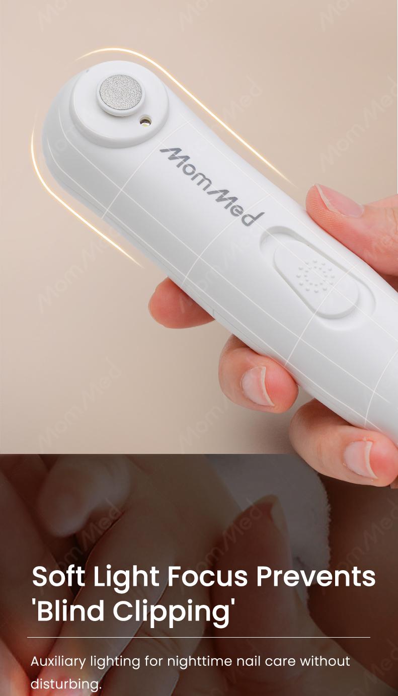 MOMMED Baby Finger nail clipper, 6 Grinding Heads and LED Light electric baby nail file