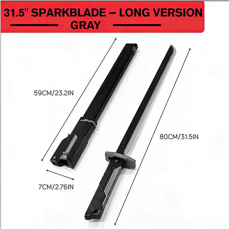 31.5" Cyberpunk Drifter Spark Neon Lightsaber with Spark Blade Sound & Fog 8-Color Streaming Light Type-C Rechargeable for Rave Cosplay & Display – Kids’ Favorite Gift