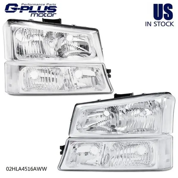 G-PLUS Chrome Truck Headlight Assembly Pair Set - Brightening, Leakproof Polycarbonate Units for 2003-2006 Silverado, 2003-2006 Avalanche 1500, 2007 Silverado 1500 HD 3500 Classic Chevy Trucks with Signal Lamp Front Replacements