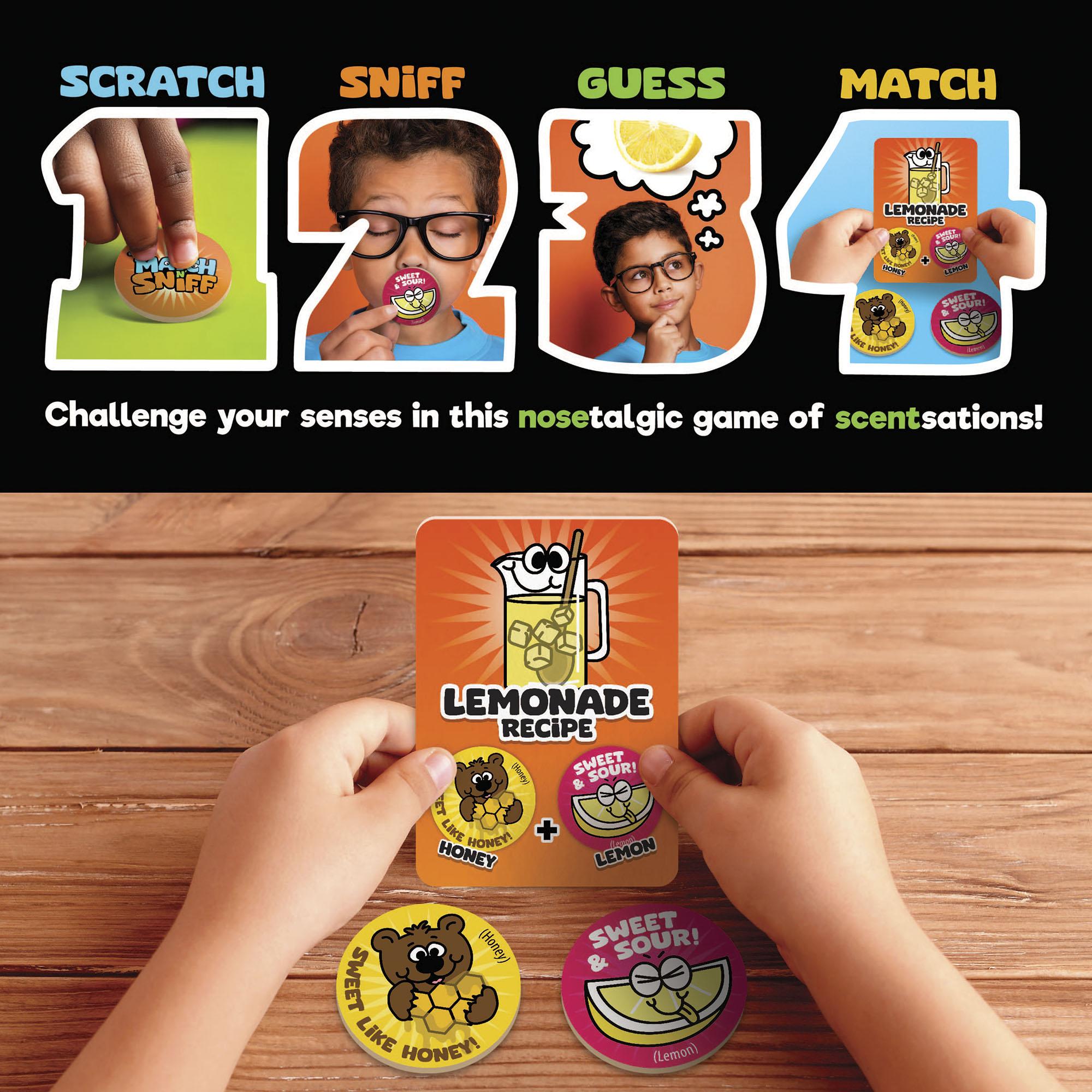 Match 'N Sniff Sweet & Smelly – Family Scratch 'N Sniff Game with 13 Recipe Cards, 26 Ingredient Tokens & 4 Garbage Can Cards