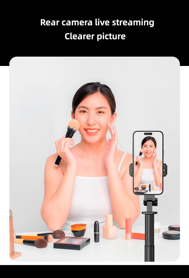 2025 New Rear Camera Selfie Stick, XO 3 in 1 Projection Selfie Stick, with Fill Light and Bluetooth Remote Control, No App Required, Suitable for Taking Photos, Live Streaming, and Video Recording.