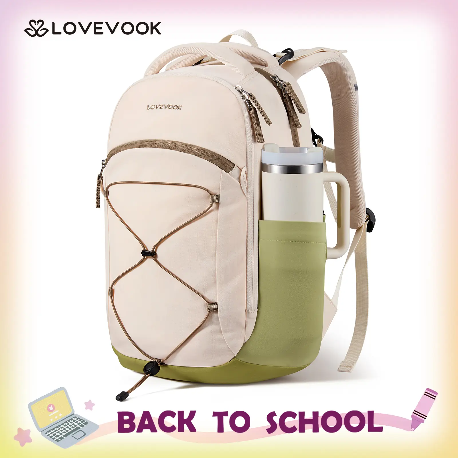 【NEW IN】LOVEVOOK Everyday Laptop Backpack for Women & Men With Tumbler Holder,15.6 / 17 / 18 Inch Classic Travel Work College Teacher Carry on Backpack Purse,Waterproof Computer laptop Bag Hiking Backpack,TikTokShopBackToSchool