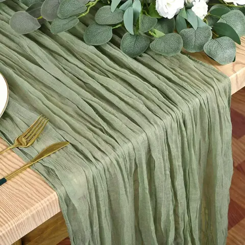 FANI 6 Pack Cheesecloth Table Runners, 35 x 157 Inch (13 Ft) Extra Long Boho Gauze Table Runners, Rustic Sheer Table Decor for Wedding, Bridal Shower, Baby Shower, Birthday, Cake Table and Wedding Arch