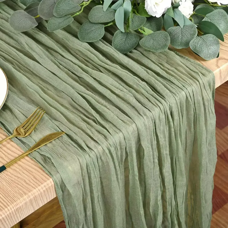 FANI 6 Pack Cheesecloth Table Runners, 35 x 157 Inch (13 Ft) Extra Long Boho Gauze Table Runners, Rustic Sheer Table Decor for Wedding, Bridal Shower, Baby Shower, Birthday, Cake Table and Wedding Arch