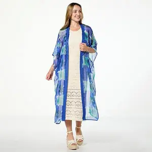 Vince Camuto Jewel Print Open Front Duster