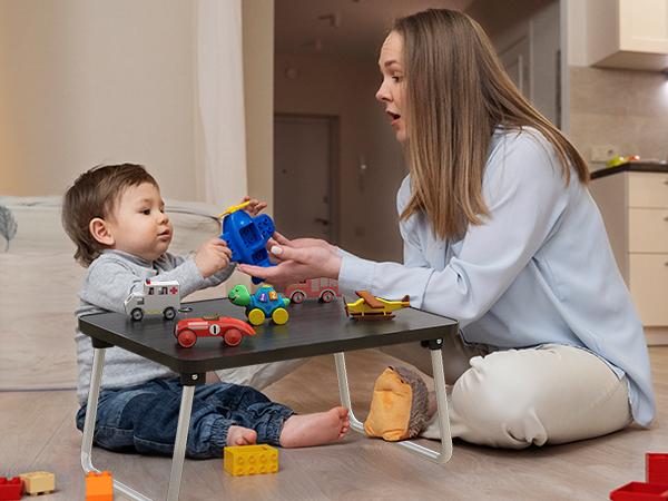 Lap Desks Laptop Tray for Bed or Couch,Portable Breakfast Serving Tray with Folding Legs,Foldable & Lightweight Mini Table, Laptop Stand for Working, Reading and Writing,Beige