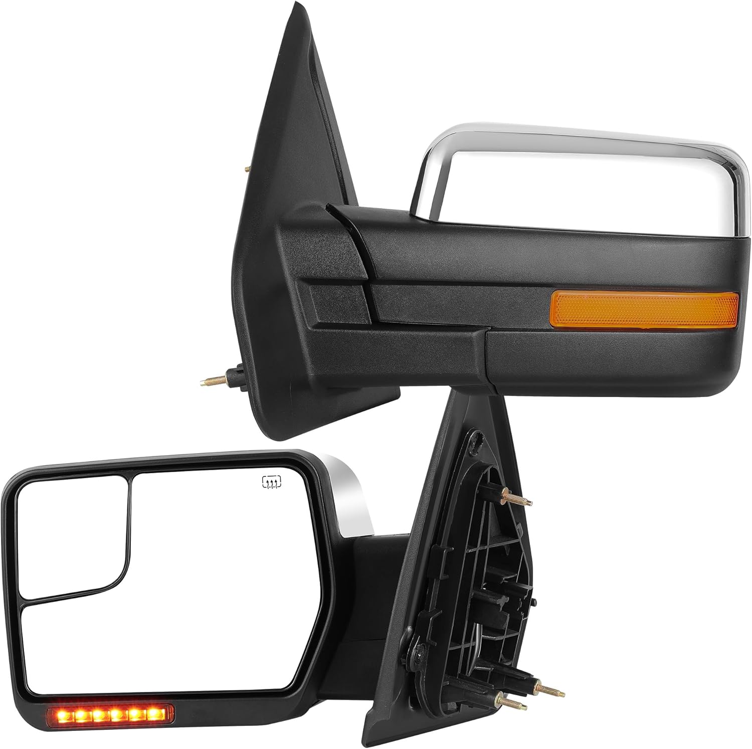 YITAMOTOR Power Heated Driver & Passenger Side Mirrors Car Accessories for 2007-2013 Ford F150 - Chrome Finish, Puddle Light Turn Signal