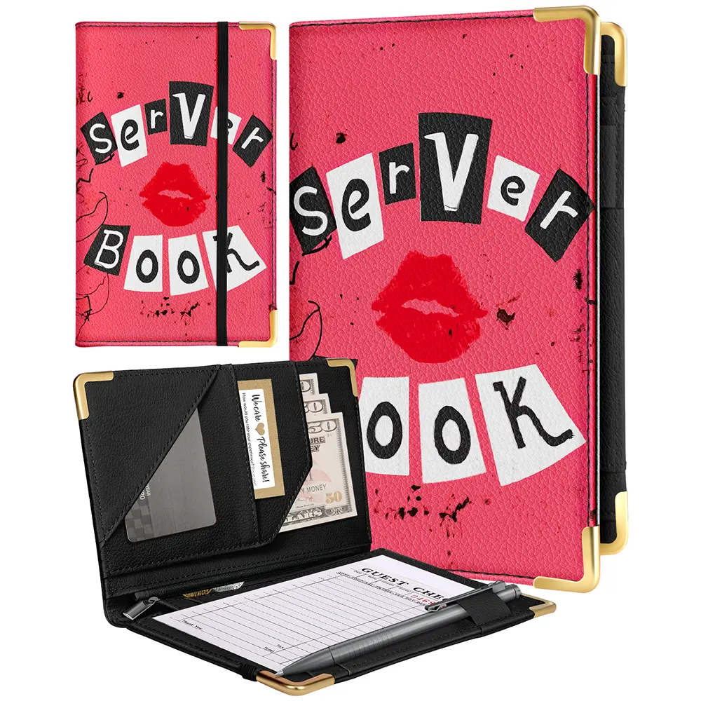 Slohif Server Book for Waitress Cute Serving Books with Zipper Pocket Accessories Leather Server Check Book Restaurant Waiter Server Booklet Organizer Ticket Book Holder,back to school haul,college school supplies,back to school shopping