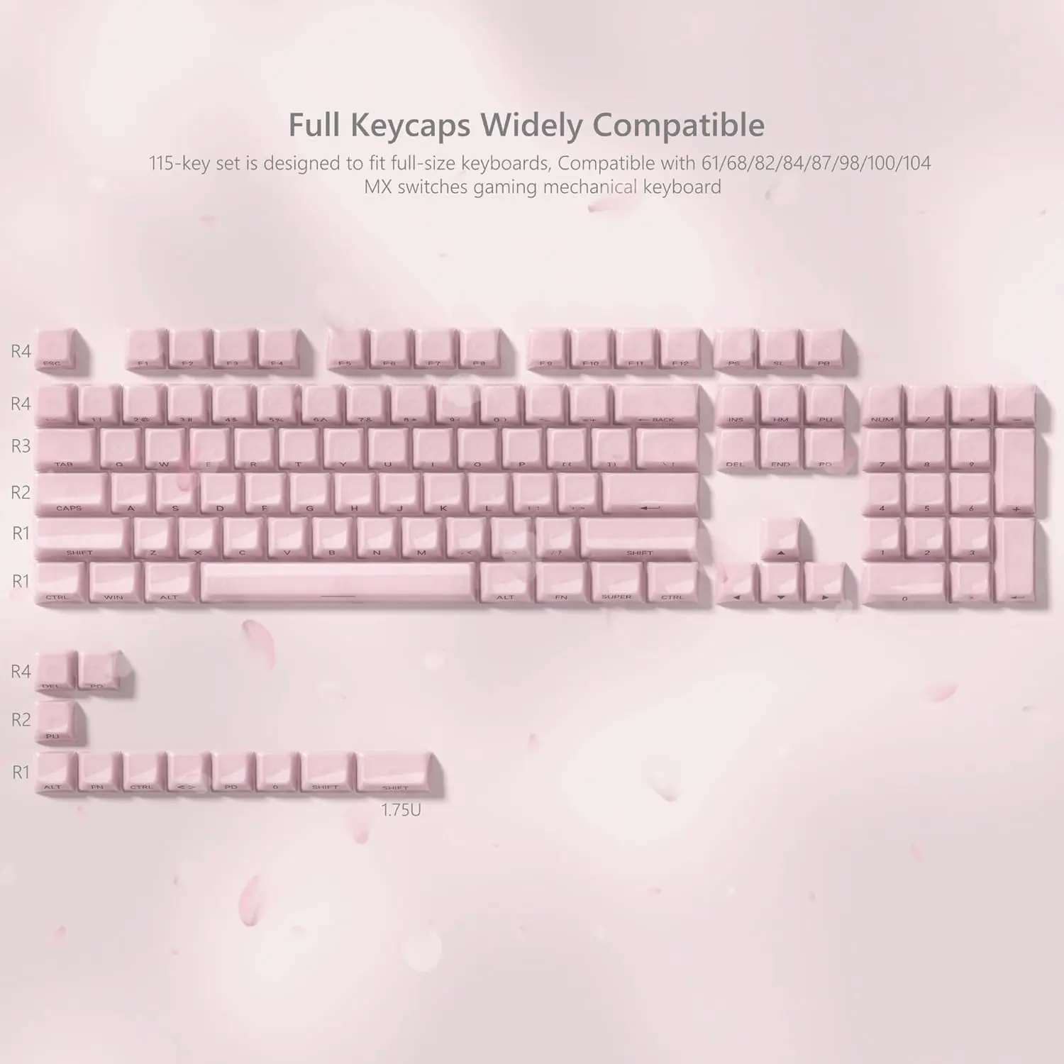Womier Jelly MDA Profile Ceramic Keycaps, 115 Transparent Side-Printed Set for 60/65/75/100% Cherry MX Gateron Mechanical Switch Keyboards, Shine-Through RGB Lighting Compatible Keyboards, Ideal for Teens, Great for Friends (Keycaps Only)