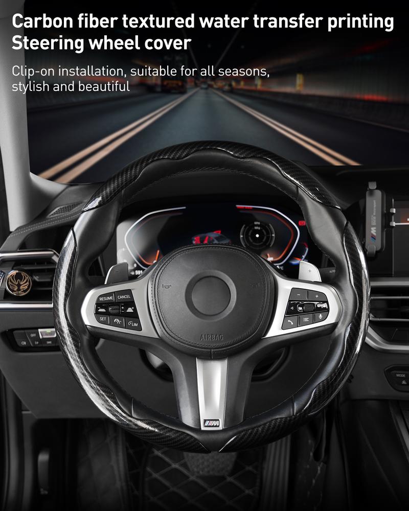 Car Steering Wheel Cover, Non-slip Design Steering Wheel Protector, Universal Car Steering Wheel Cover for 15 Inch, Decor Gadgets, Car Accessories, Men Gifts, Car Essentials, Vehicle, for Racing