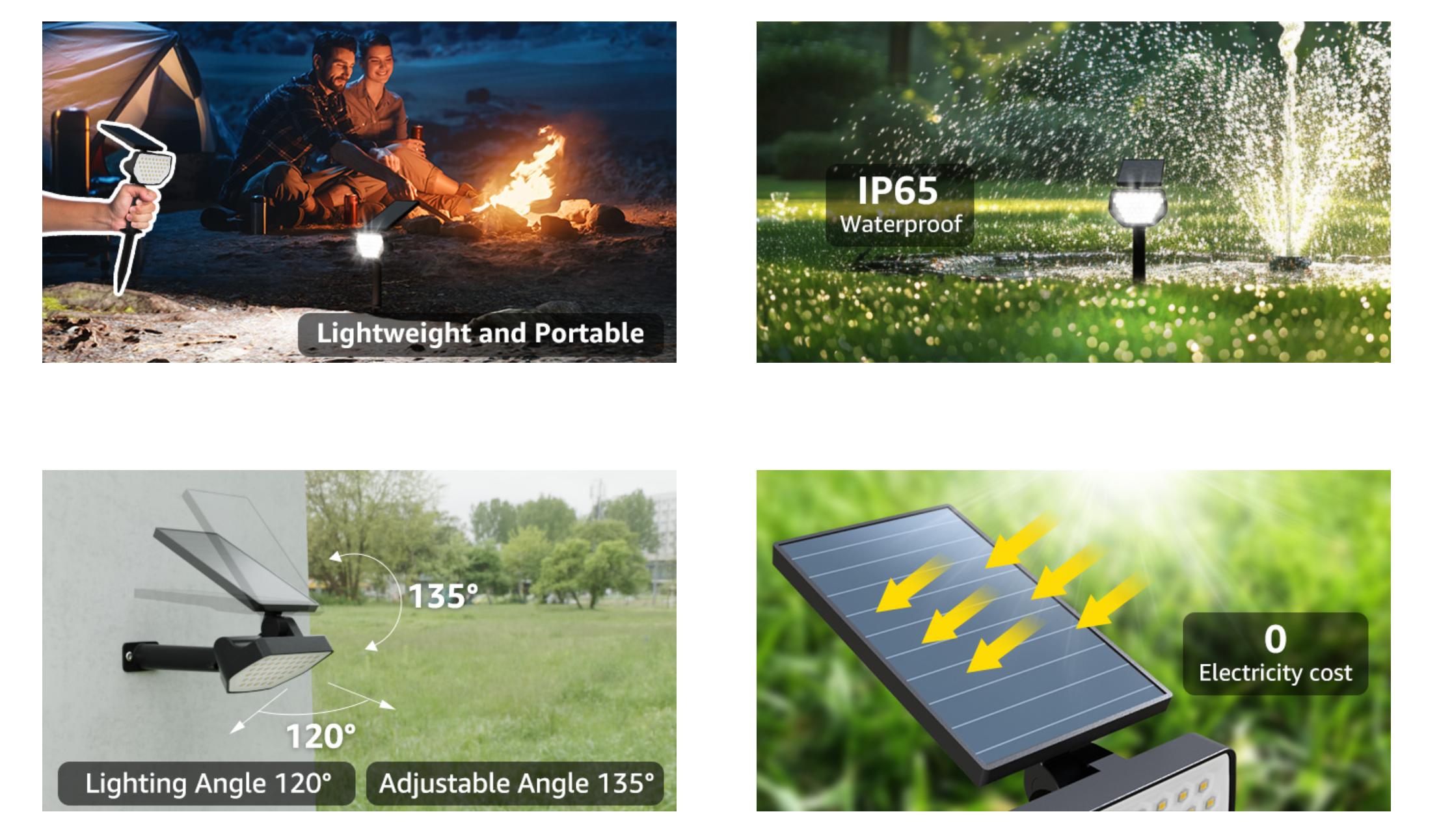 Lepro Outdoor Solar Spot Lights Waterproof for Flag Pole, Yard, Garden, Landscape, Backyard, Tree, Plants, Solar Powered Led Spotlight High Lumens