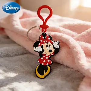 1PC Disney  Official Licensed Minnie Keychain 3D Cute Figurine Bag Clip Charms Anime Figure Keychain Collector Keyring Backpack Decor Durable PVC Rubber Gift