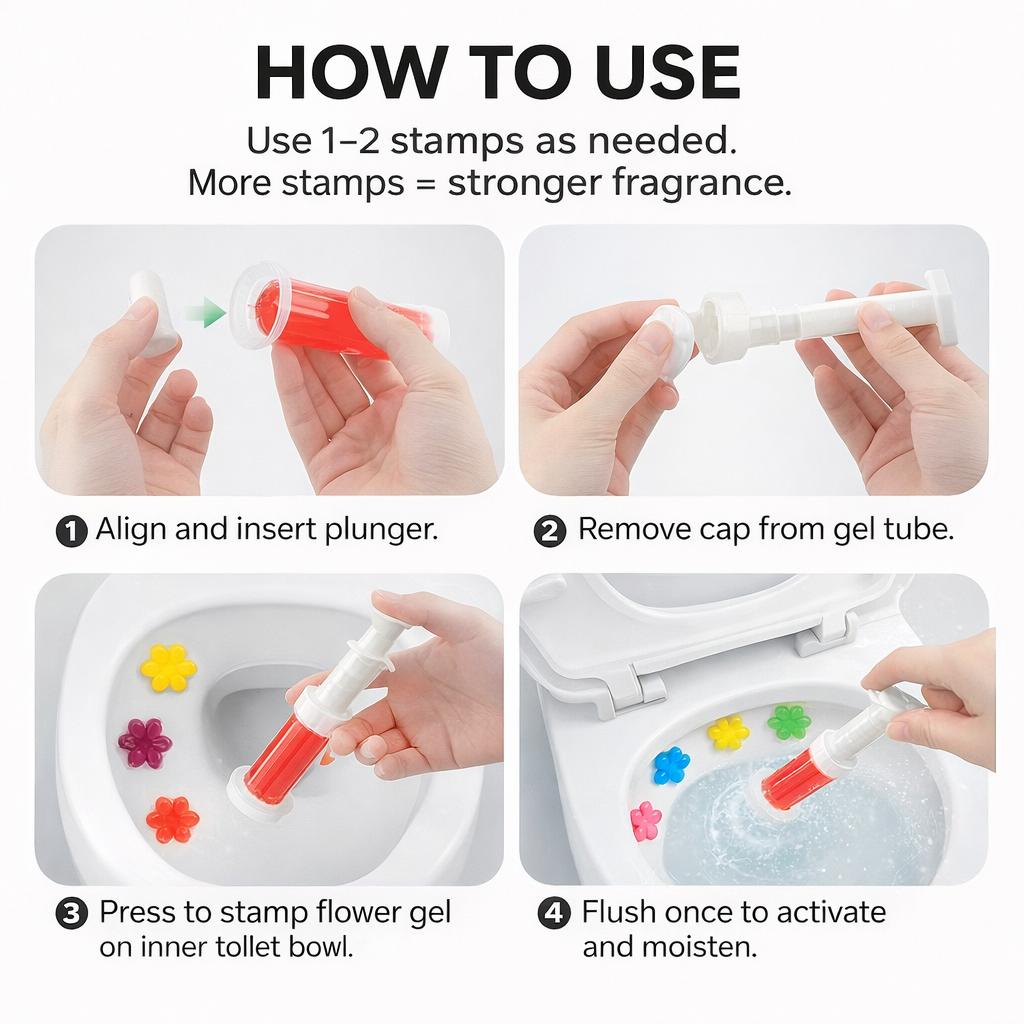 WC FRESHON Toilet Gel Stamp 3 Pack 42 Uses 6 Long Lasting Scents Orange Lavender Ocean Lemon Rose Gardenia Deodorizing Disinfecting Bathroom Cleaner