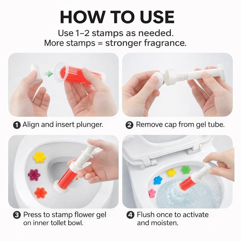 WC FRESHON Toilet Gel Stamp 3 Pack 42 Uses 6 Long Lasting Scents Orange Lavender Ocean Lemon Rose Gardenia Deodorizing Disinfecting Bathroom Cleaner