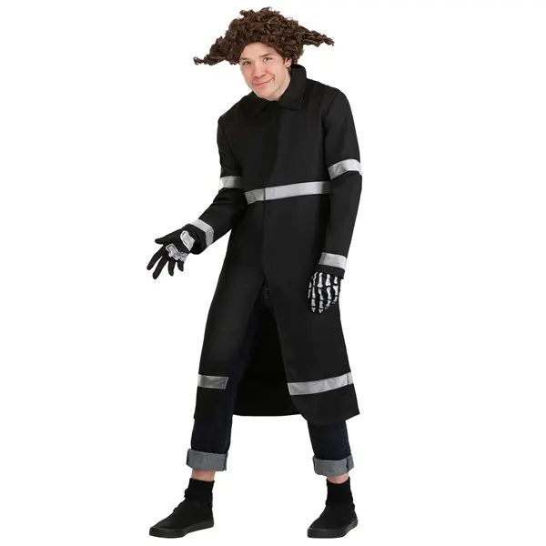 HalloweenCostumes Men's Coraline Wybie Costume, Menswear Jersey Knit Skeleton Outfit with Reflective Details