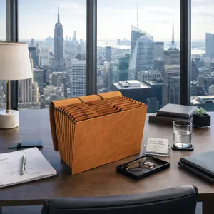 1 - Heavy-Duty Expanding File, Open Top, 12 Pockets, Monthly Index, Letter Size, Brown - Office Stationery adhesive tape