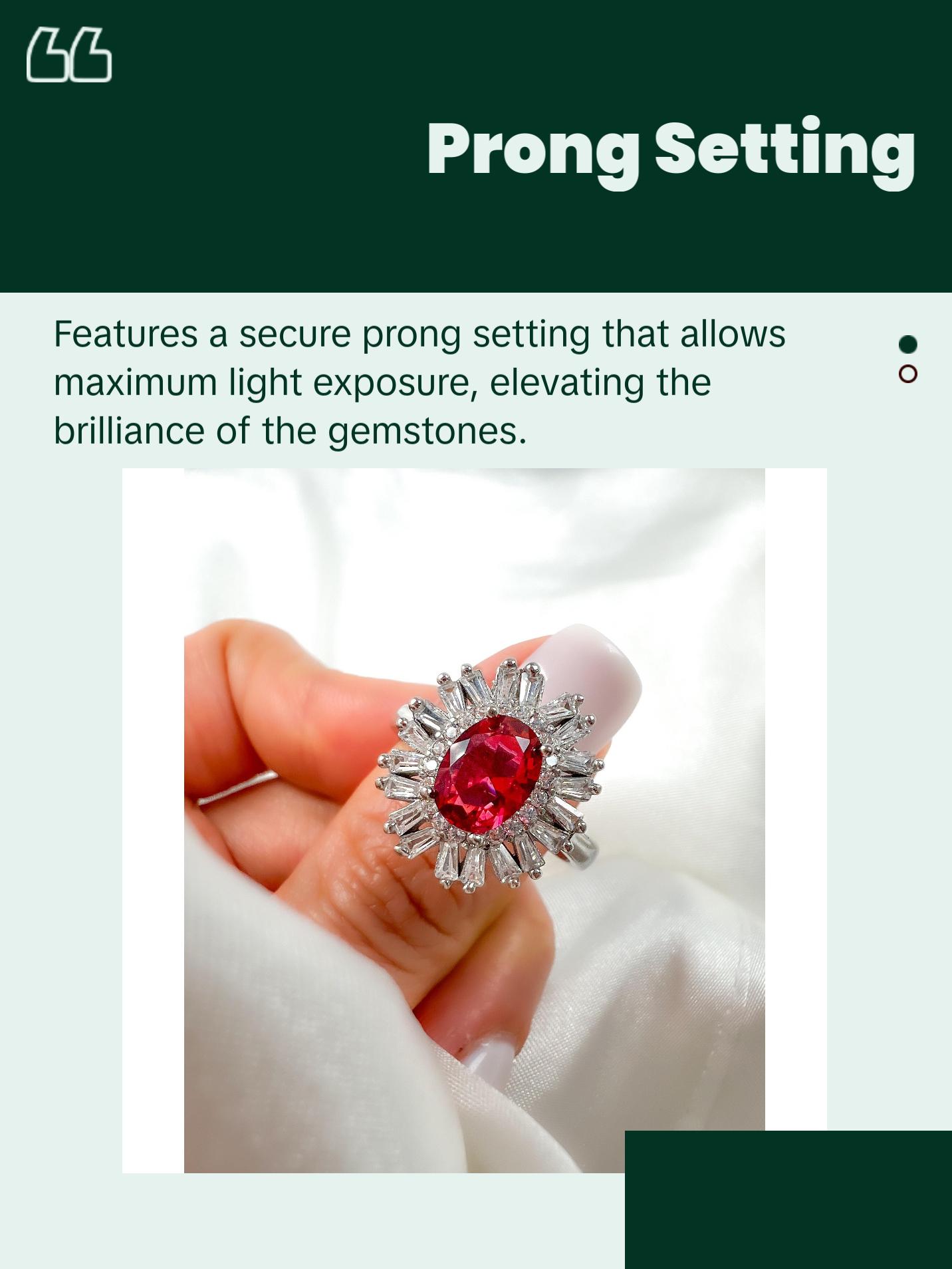 Oval Cut Ruby Halo Sterling Silver Ring, size 8.5