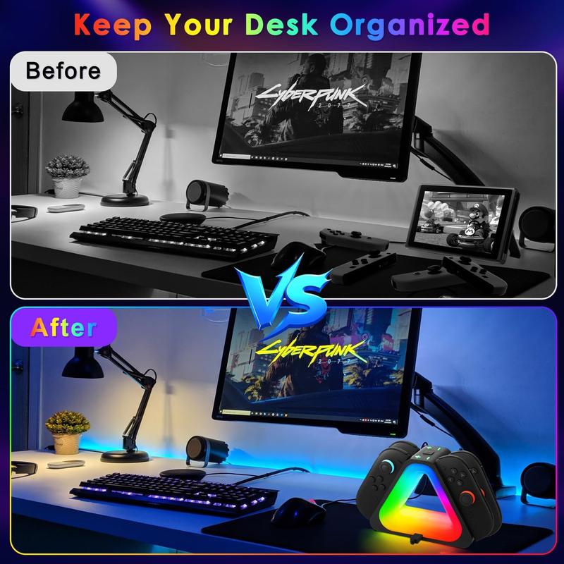 Dock for Nintendos  2, 2 Joycons Dock for 4 Joycon,Joycons Charger Stand Station with LED Indication and USB Type-C Charger