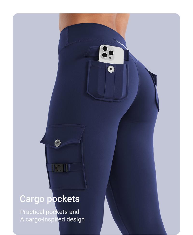 YEOREO CoreFlex Workout Cargo Leggings with Pockets for Women Hidden Scrunch Butt Lifting Leggings Gym Yoga Pants