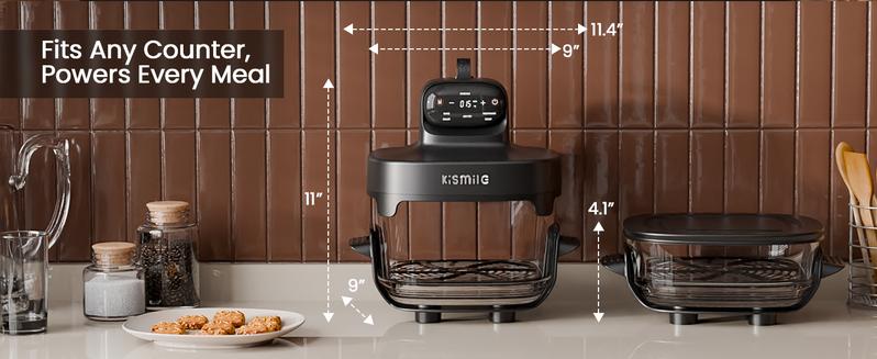 Kismile 5-in-1 Glass Air Fryer Upgraded Toaster Oven 1750W 25QT 12-in-1 Functionality Adjustable Temp Time Freezer Dishwasher Safe Kitchen Appliances Multifunctional Machine with 95% Less Oil