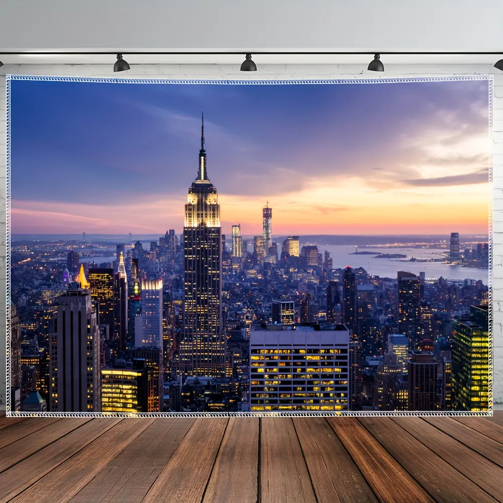 Lightweight Rectangular City Building Print Tapestry, Urban Skyline Architecture Theme Wall Hanging, with Accessories, Modern Indoor Decor for Living Room Bedroom, Photography Backdrop, Indoors