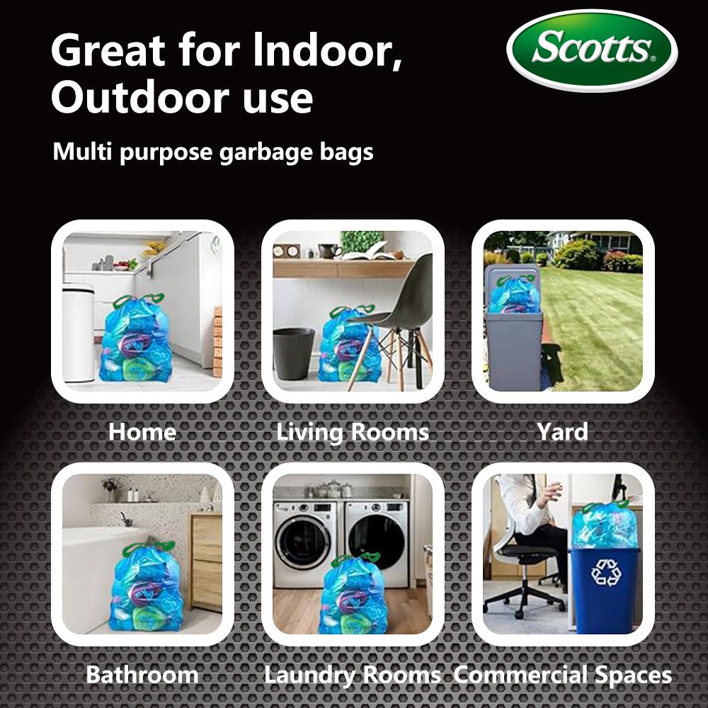 Scotts 30 Gallon Boxed Disposable Non-Rip Blue Large Drawstring Garbage Bags for Large Kitchen Trash Cans, Super 113.5 Liter Industrial, Garden, Home, Commercial Multi-Purpose Cleaning Supplies - Durable, Leak-Proof, Easy to Use Trash Bags