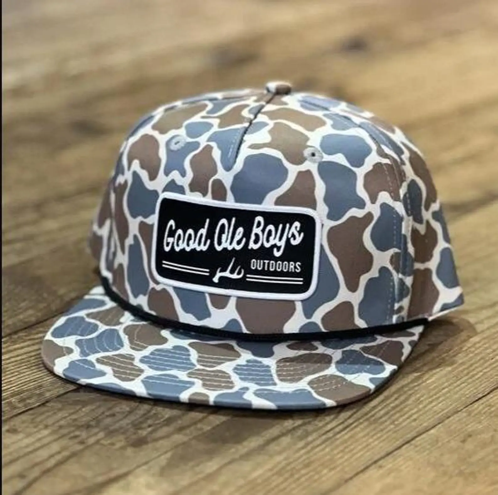 Good Ole Boys Antler Patch Camo Rope Hat, Retro Blue Camouflage Snapback Cap for Men, Hunting & Fishing Outdoor Hat, Adjustable Lightweight Trucker Hat, Gift for Dad, Son & Outdoorsmen