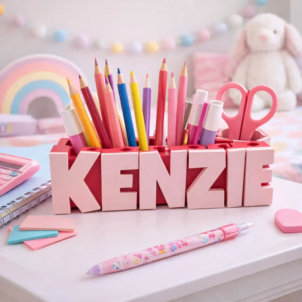Personalized Pencil Desk Organizer – Custom Name Letter Holder – Choose Your Colors