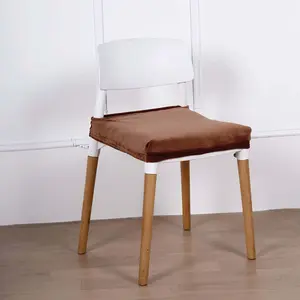 Velvet Dining Chair Seat Cover Copper Stretch with Tie - Stylish Cushion Protector