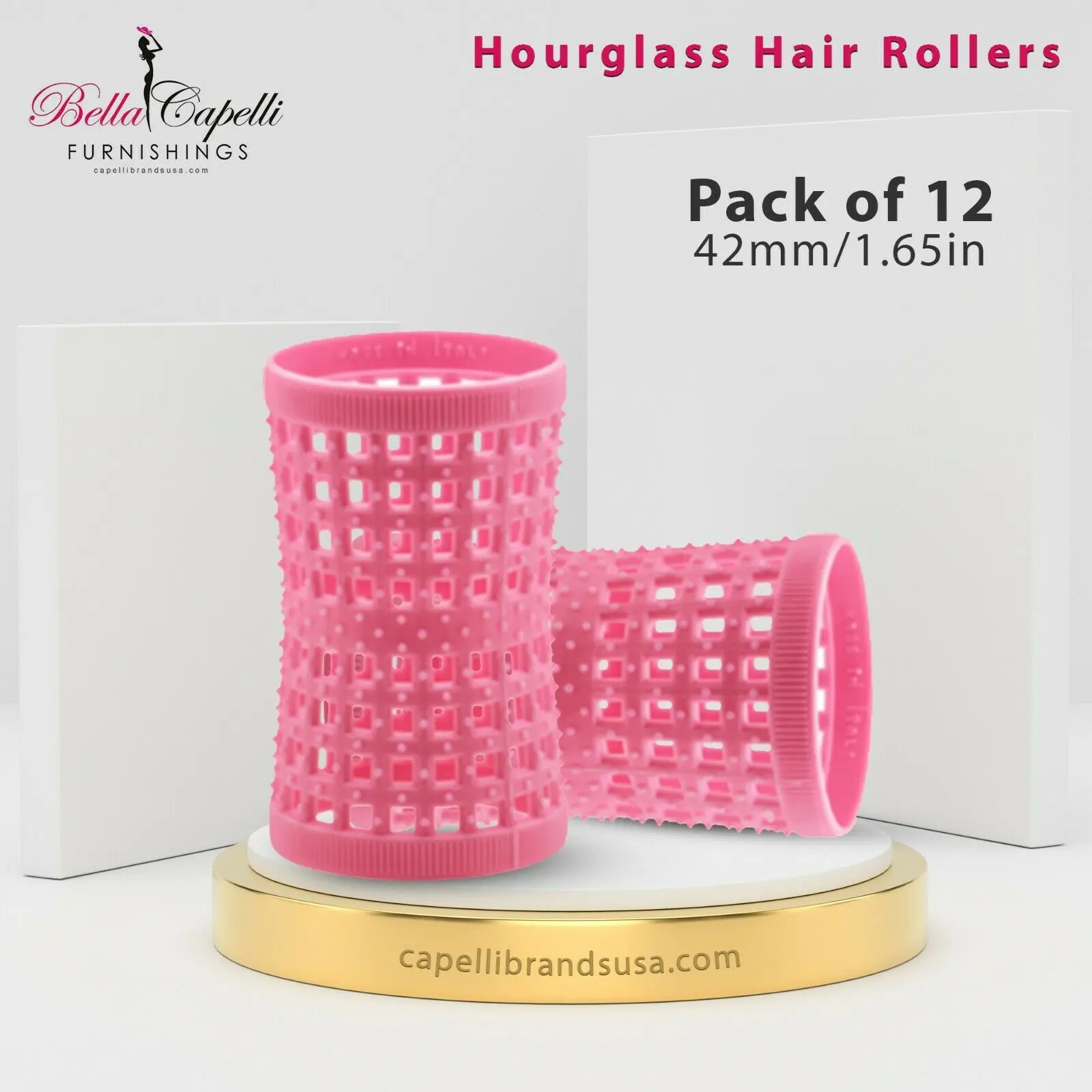 Large Hourglass Rollers – Pink 42mm /1.65in (Pack of 12)