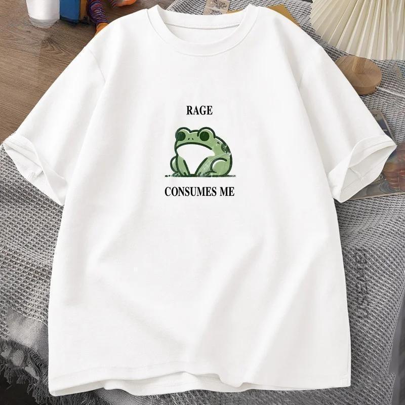 Rage Consumes Me Frog Vintage T-Shirt Men Women Tee Nature Lover Silly Frog Retro Cotton Short Sleeve Top Unisex Cut