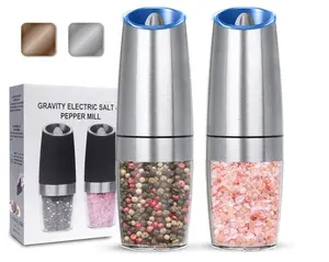 Gravity Electric Salt and Pepper Grinder Set, automatic one-handed grinder, adjustable for coarseness, suitable for kitchen grilling
