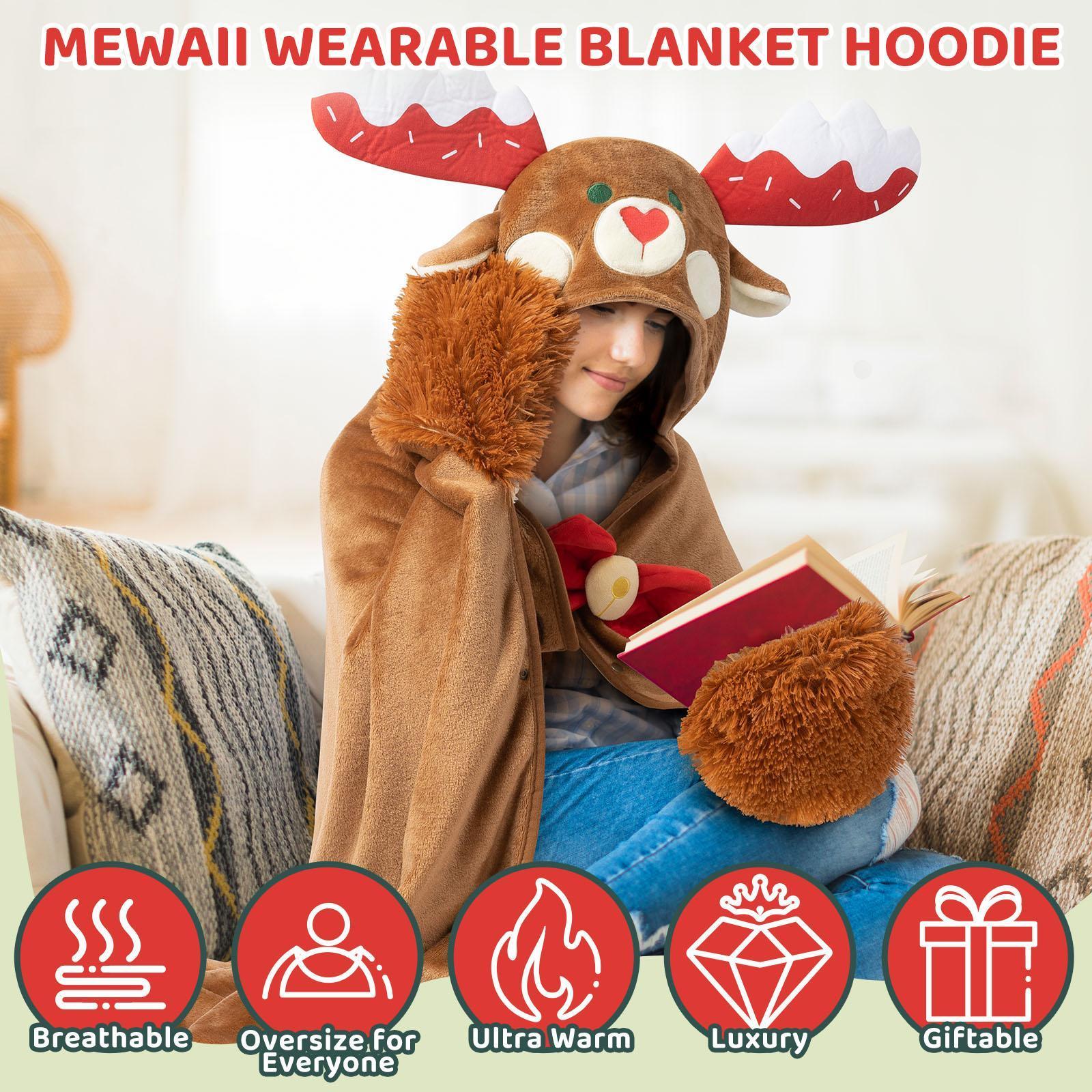 Wearable Hooded Blanket for Adults & Kids, Super Soft Plush Fleece & Sherpa Hoodie Throw Cloak, Cozy Warm Costume-Style Blanket, Multiple Designs