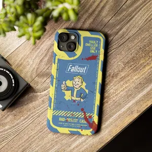 Fallout Distressed Vault-Tec iPhone Case - Fallout Phone Case, Slim Phone Case, Vault Tec, Vault Boy, Vault 111, Fallout 4 Gift, Gift Gamer